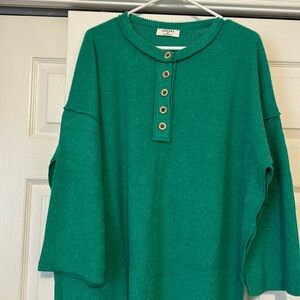 Brand new Zenana  medium, green fleece long shirt